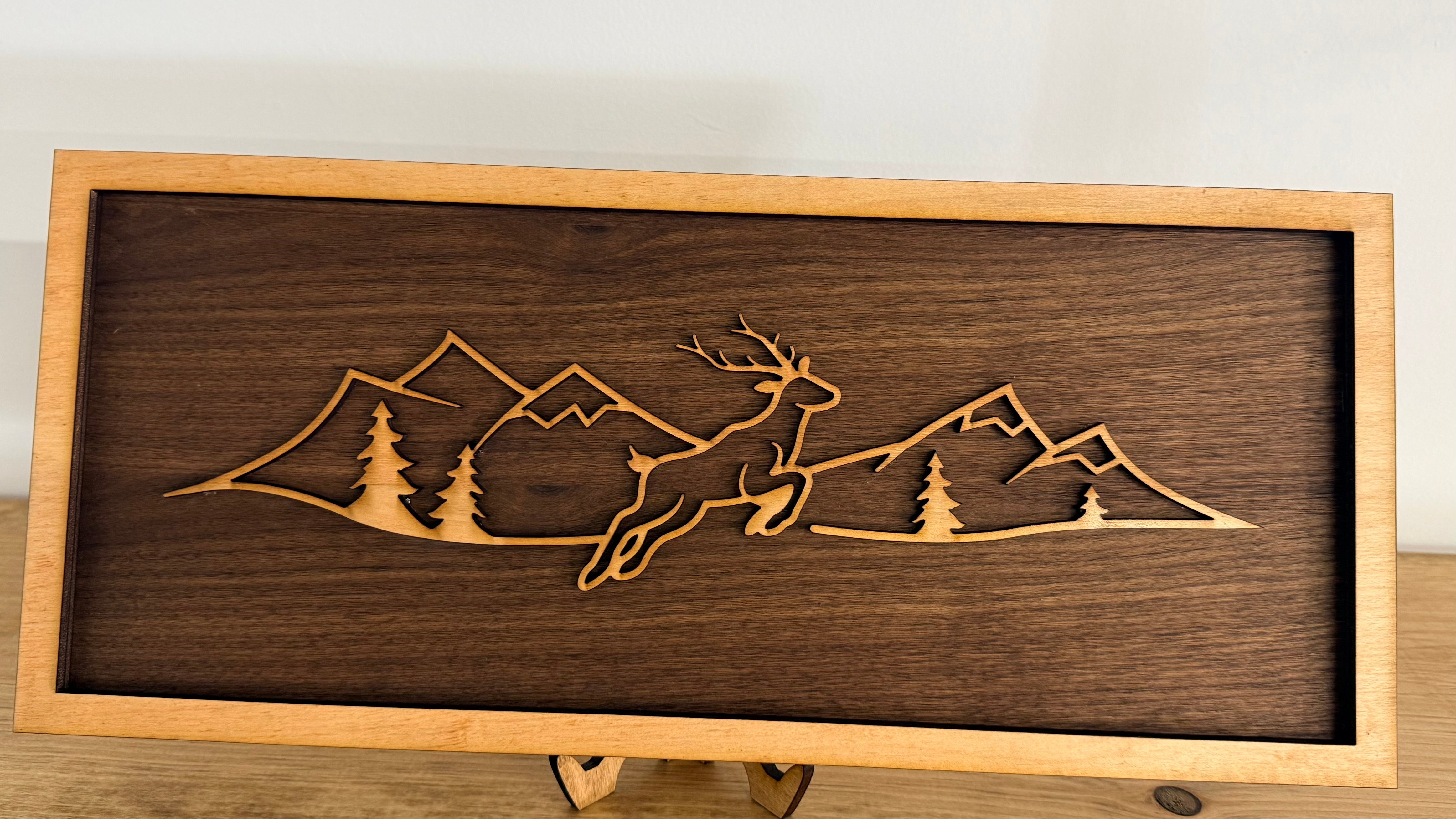 Deer & Mountain Line Art Sign – The Knotty Wick