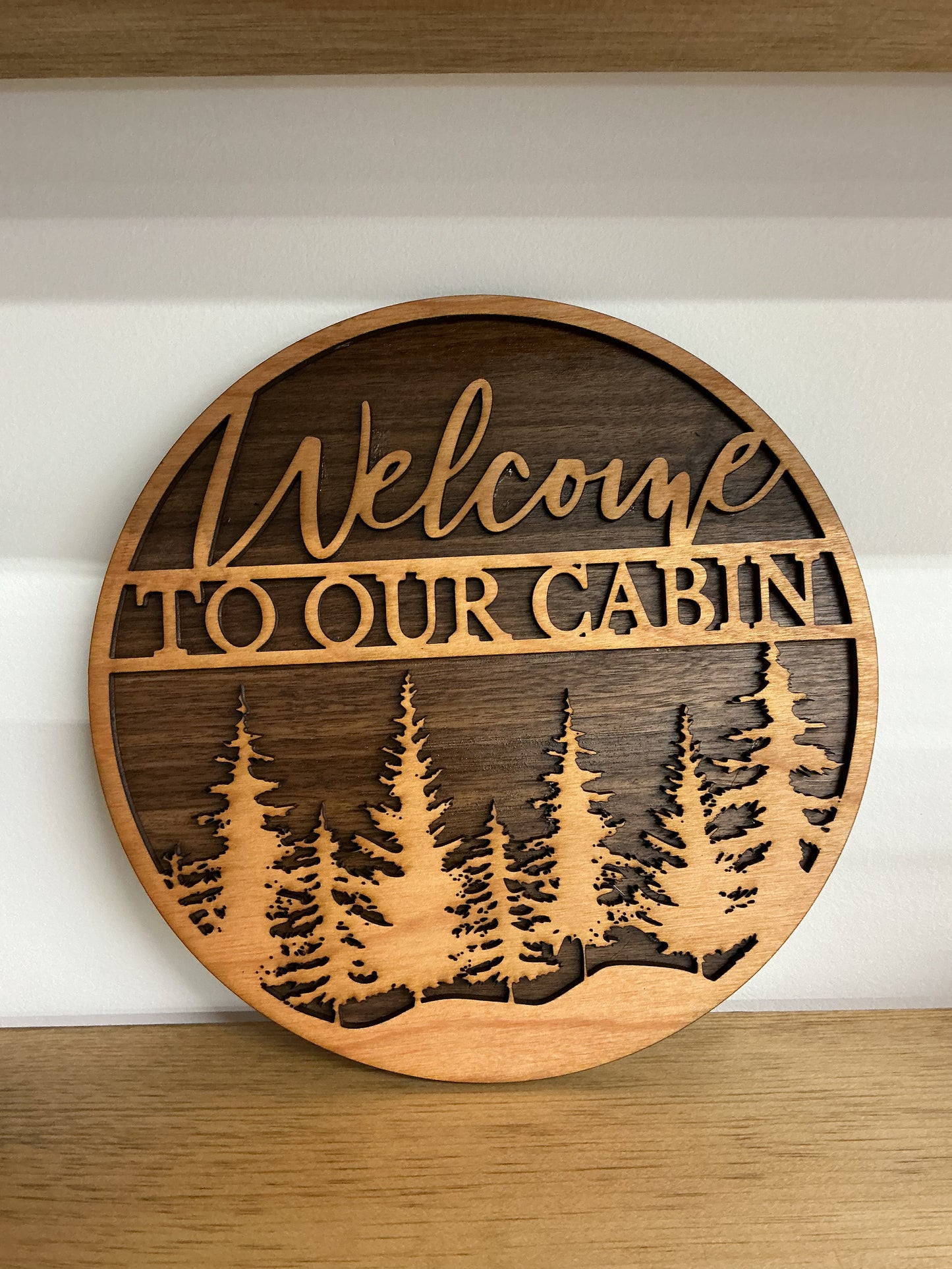 Welcome to Our Cabin Sign – Layered Wood Rustic Cabin Decor | Handmade Wood Cabin Wall Sign | Vacation Home &amp; Lodge Entryway Decor